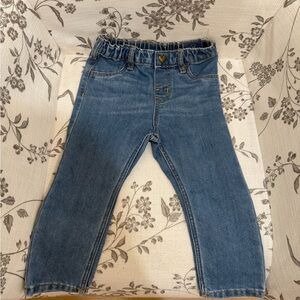 Girls Blue Denim Jeans with Heart Button